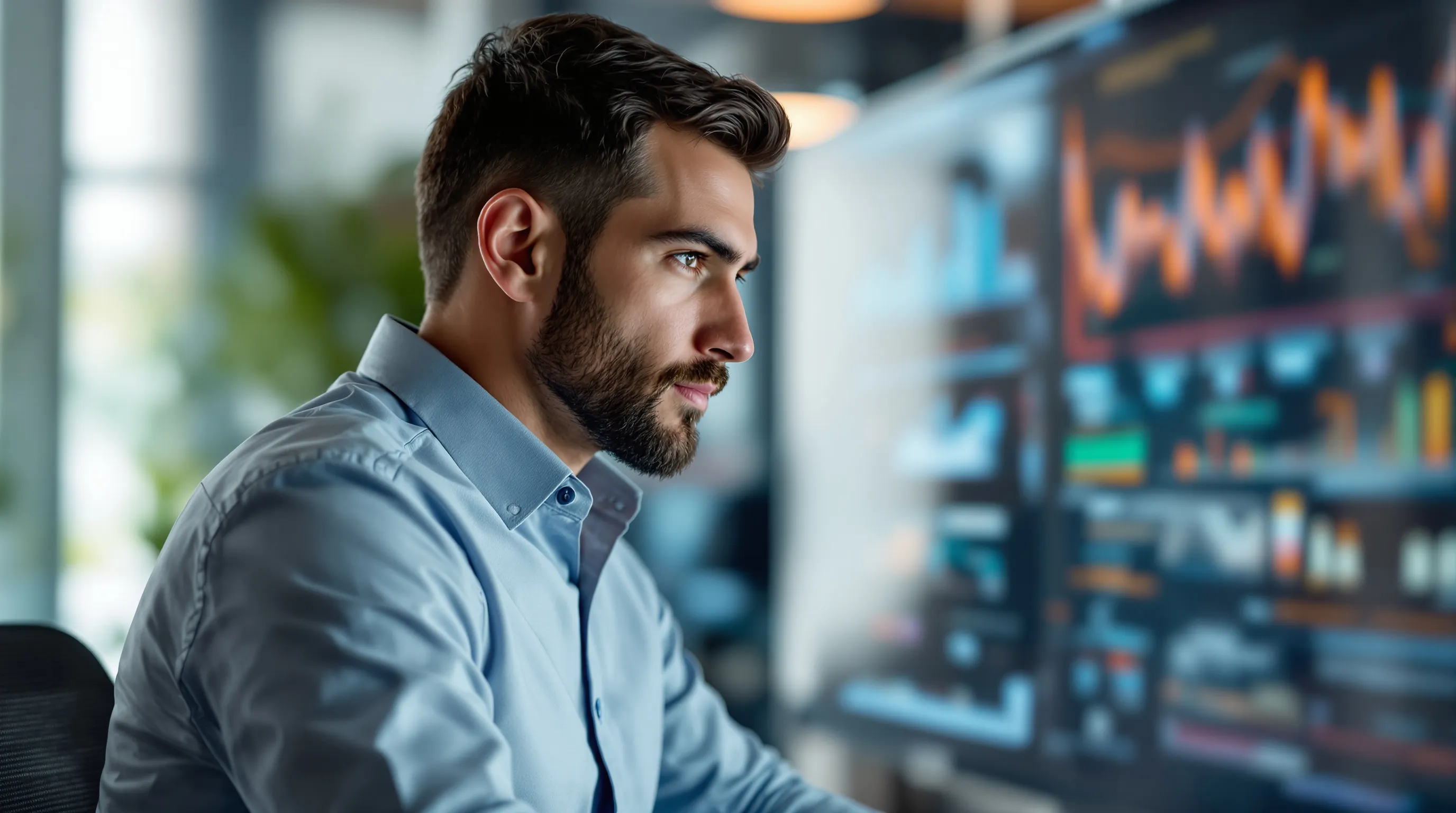 Operations manager reviewing gaming payment processing dashboard with real-time transaction data