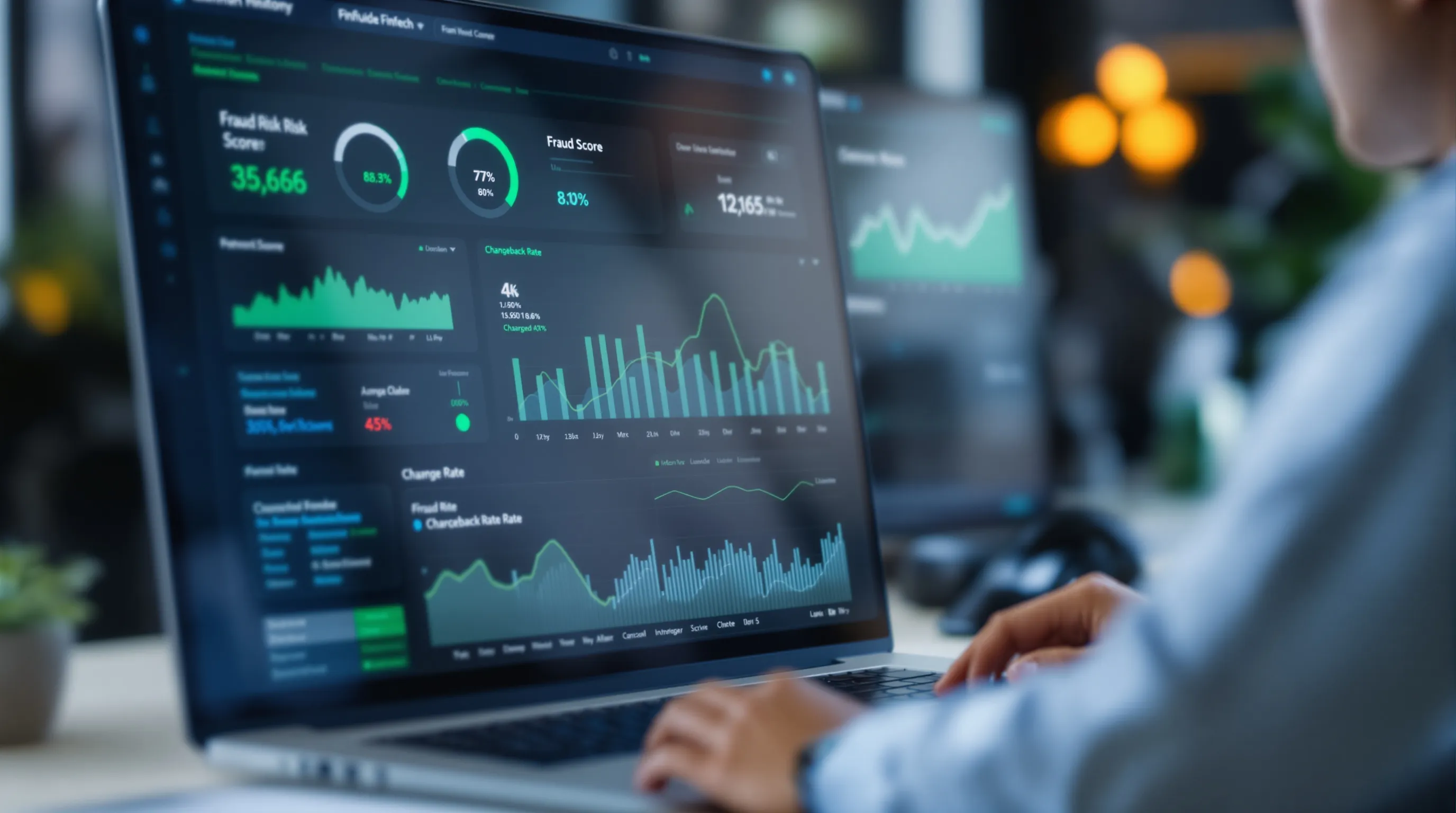 Fraud monitoring dashboard showing transaction risk scores and chargeback alerts for a gaming platform