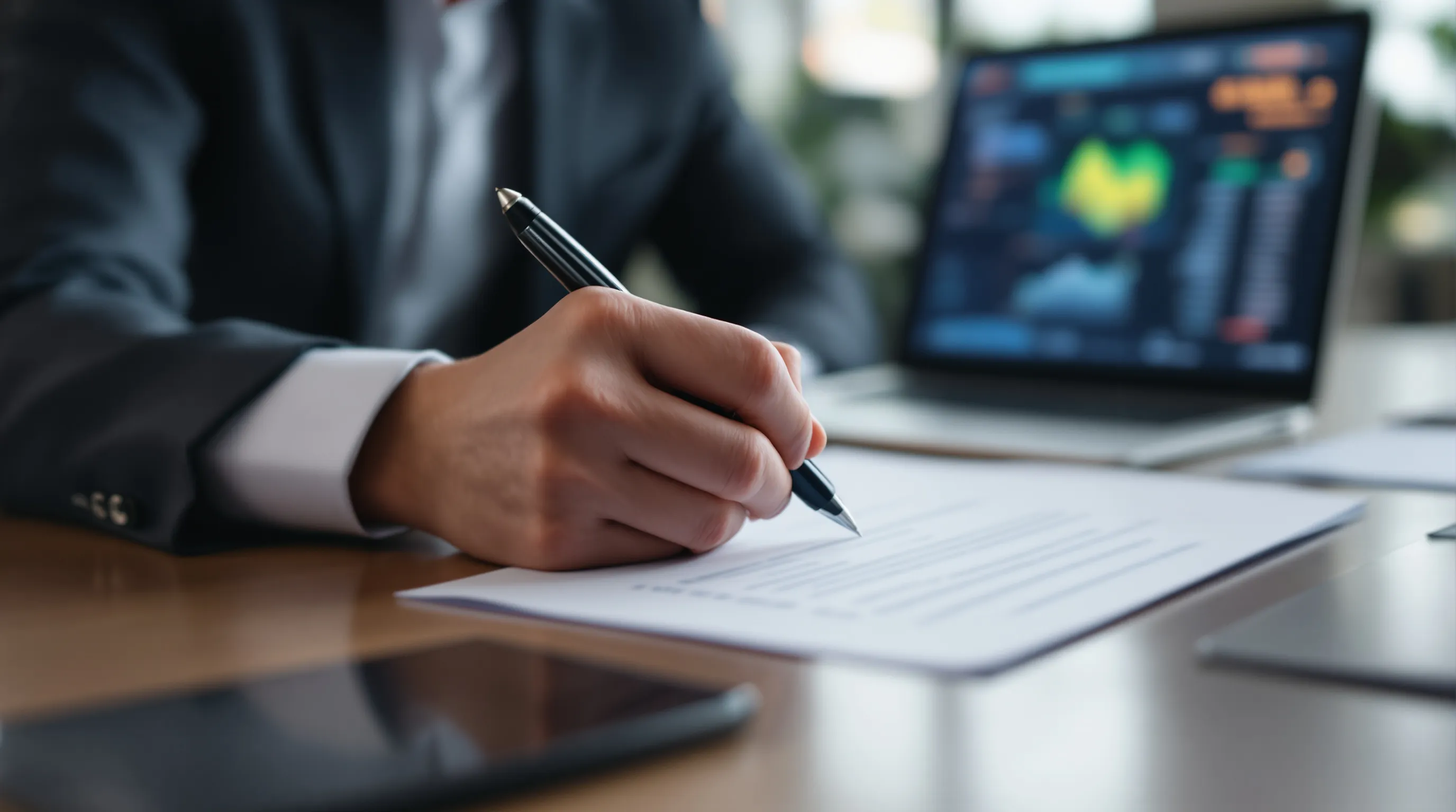 Business owner reviewing high-risk merchant account terms and payment processing contract before signing