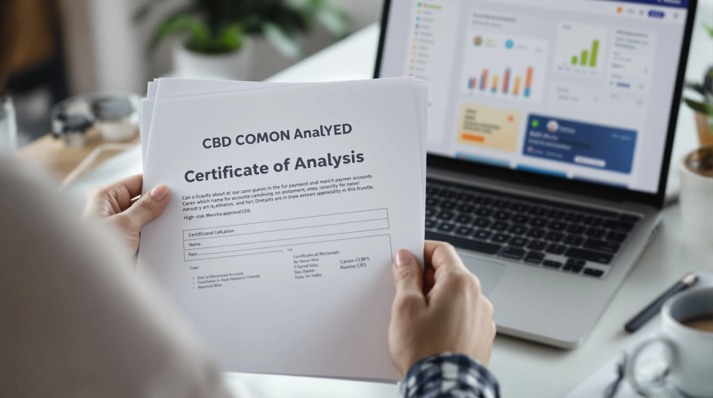 CBD business owner reviewing compliance documentation required for high-risk payment processor approval