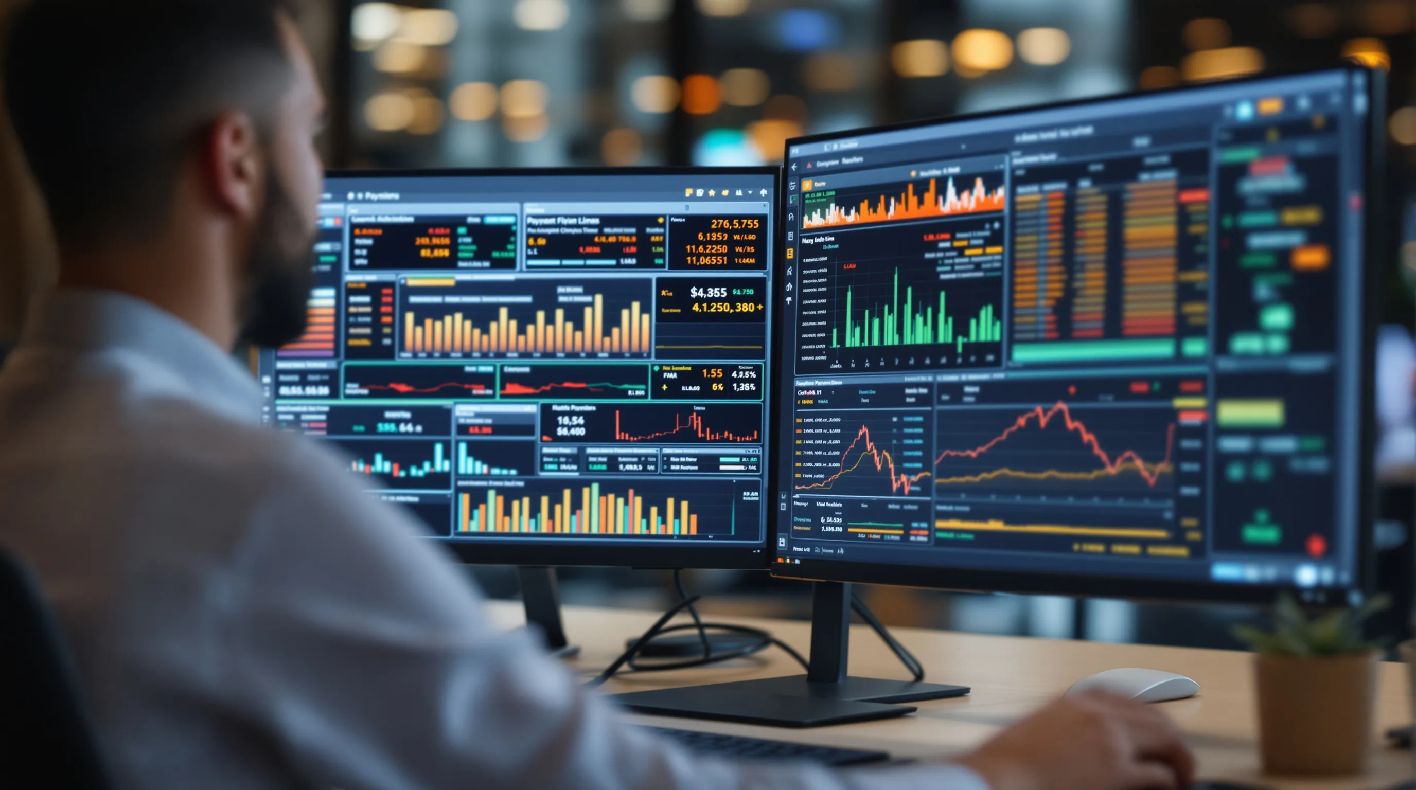 Payment operations professional monitoring real-time gaming transaction settlement dashboard